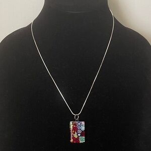 Vetro di Murano Millefiori glass pendant with sterling silver 925 chain Italy